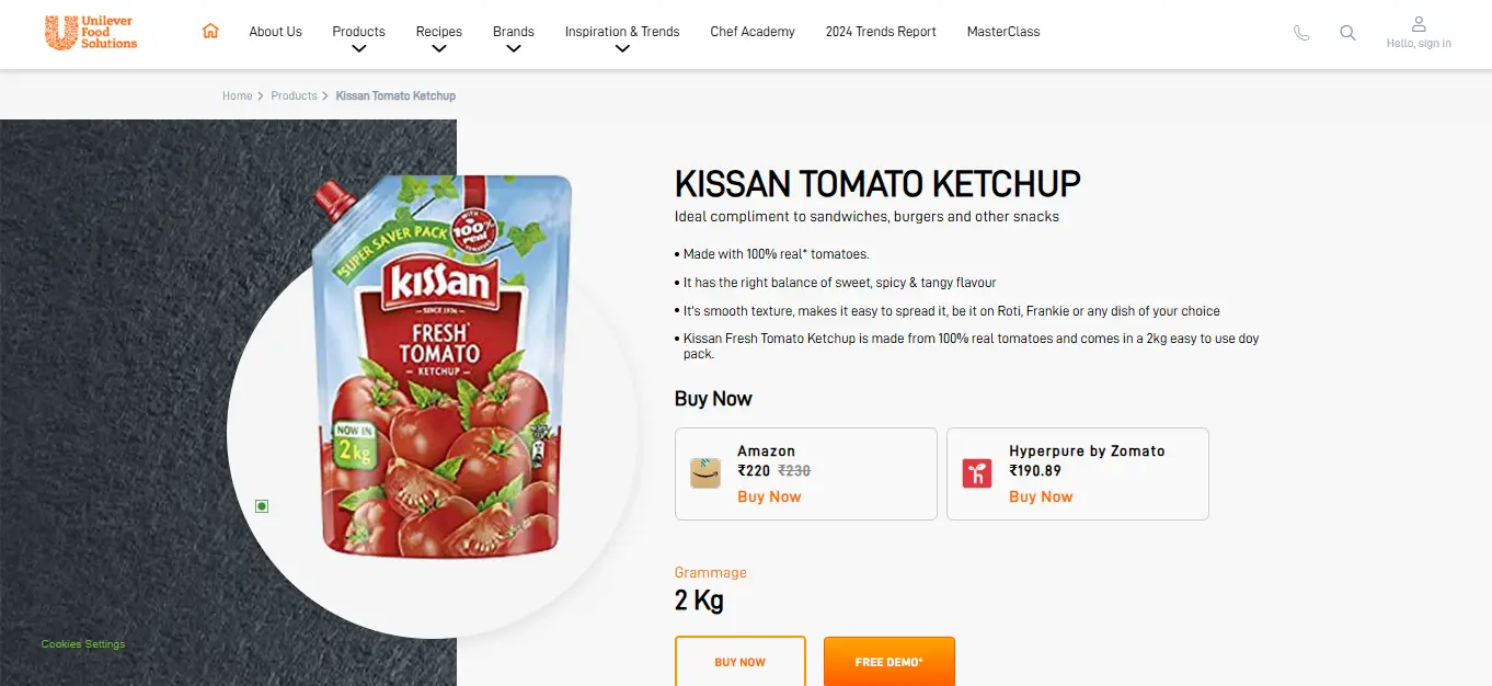 Kissan Fresh Tomato Ketchup