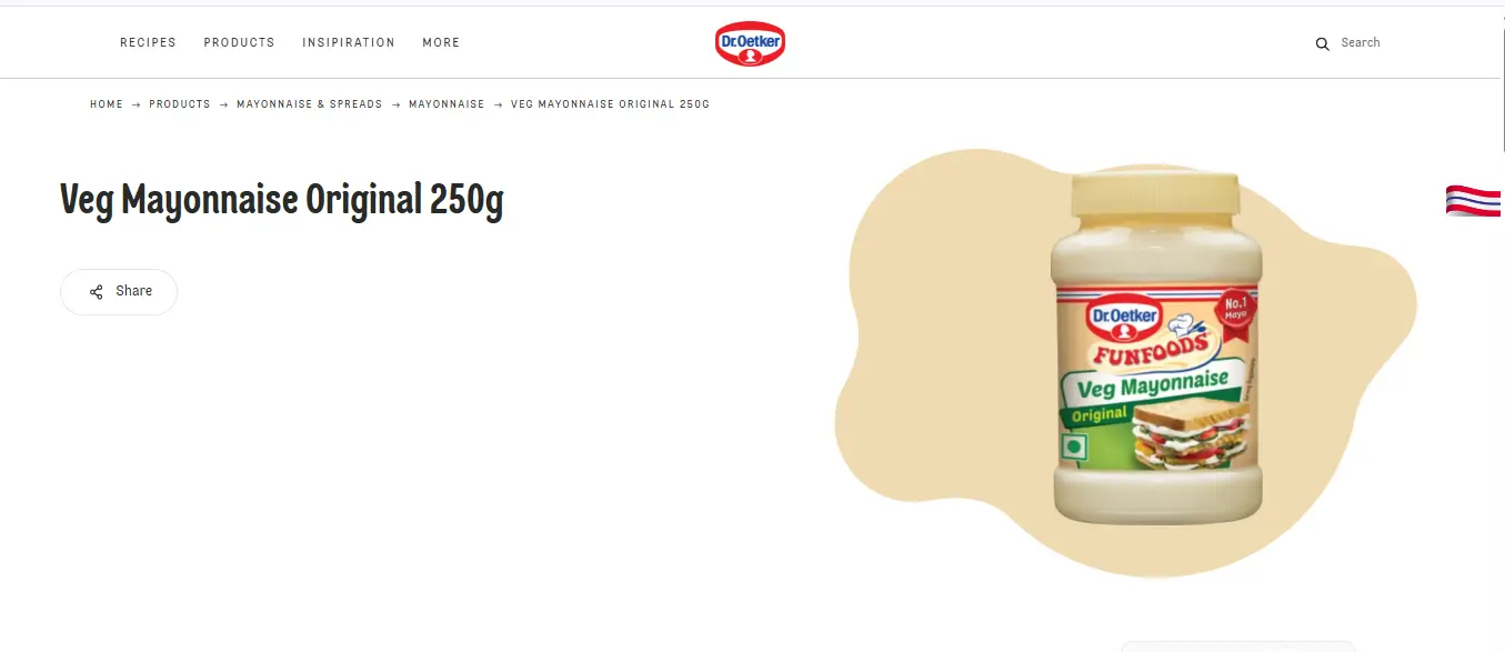 Dr Oetker FunFoods Veg Mayonnaise.