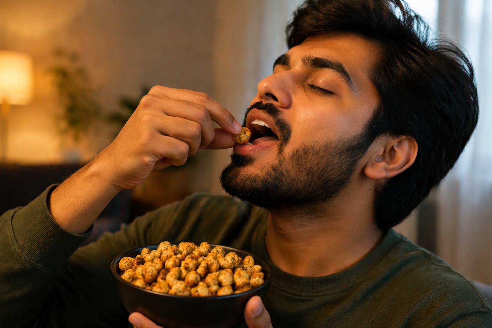 Consuming Roasted Chana