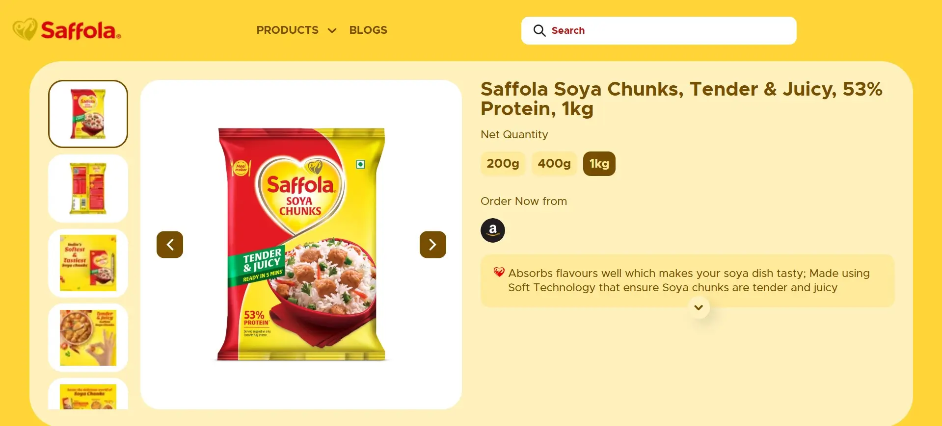Saffola Soya Chunks official website