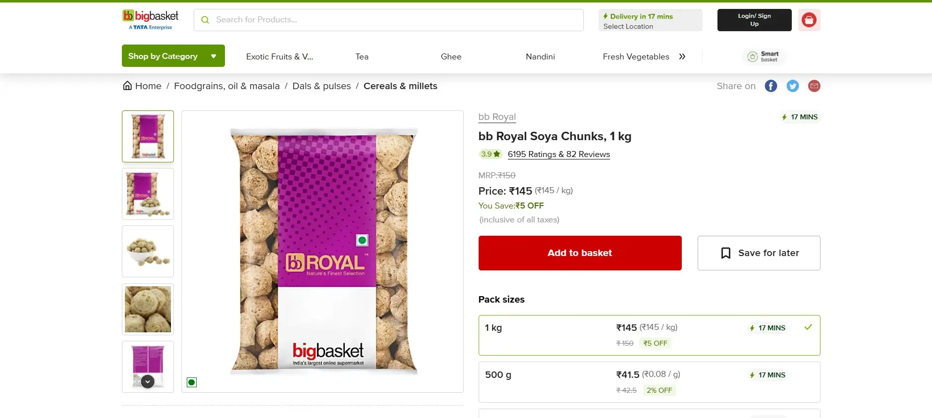 bb Royal Soya Chunks, 1 kg