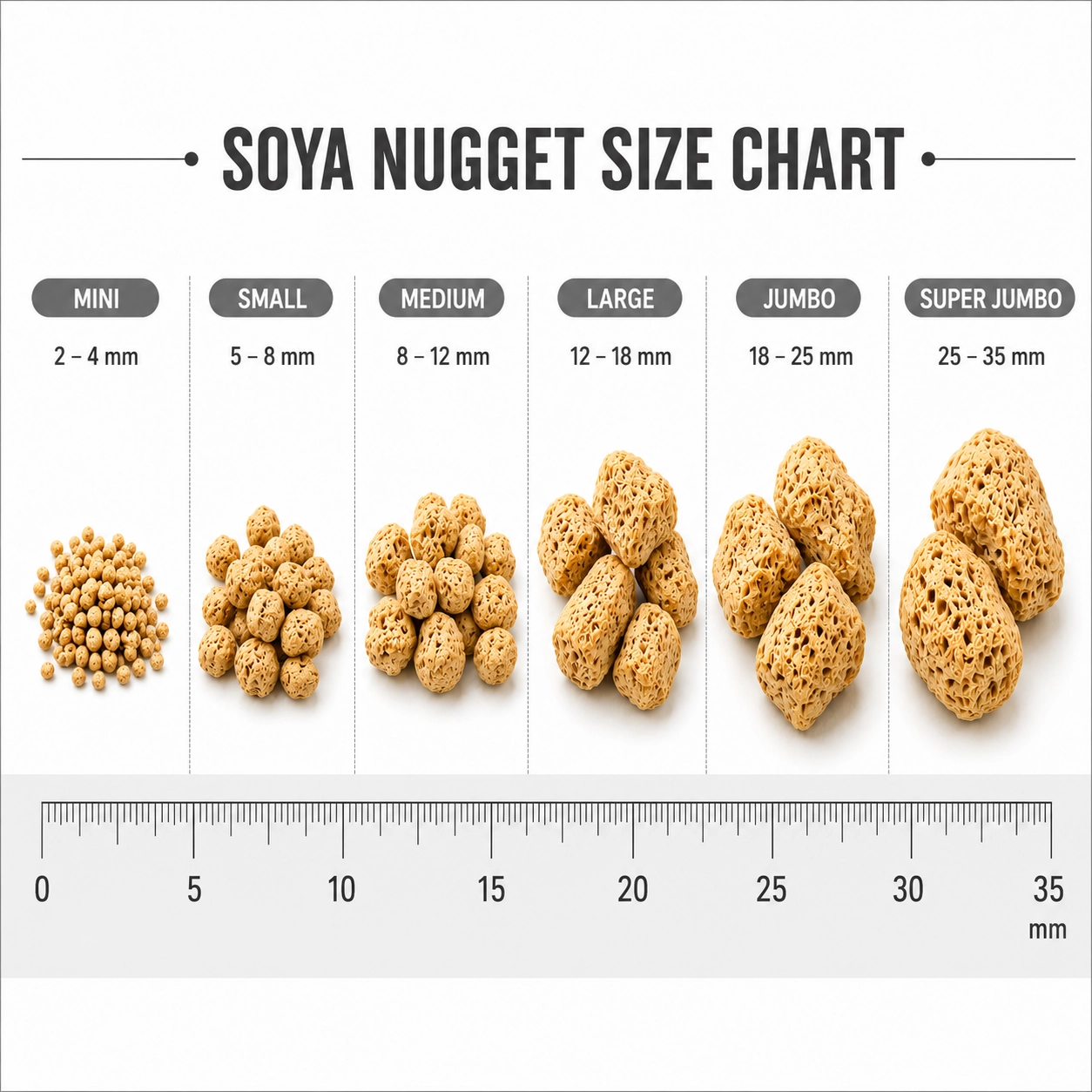 soya nugget size chart