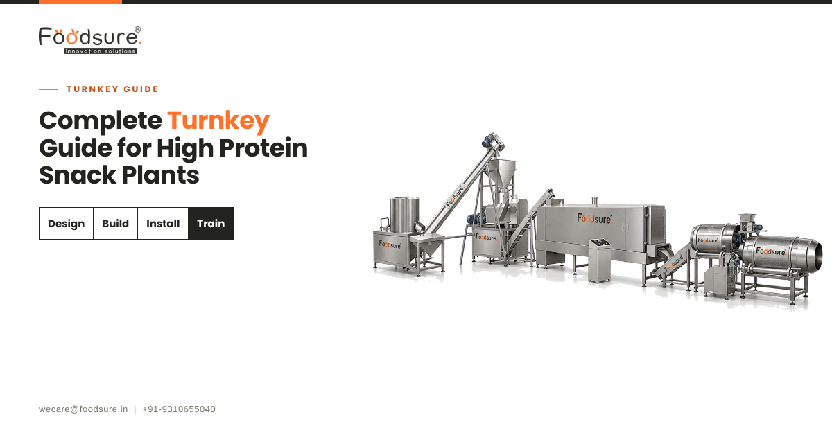 Foodsure turnkey high protein snack plant production line with stainless steel machines for design build install and train